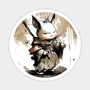 Kawaii Moogle inspired adventure Sumi-e Art Magnet